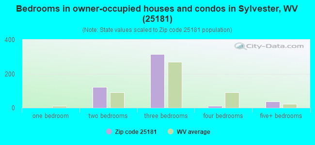 Bedrooms in owner-occupied houses and condos in Sylvester, WV (25181) 