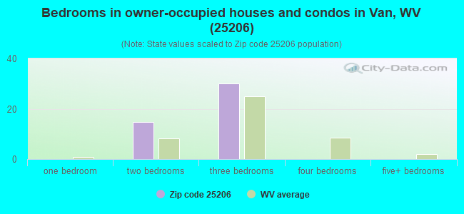 Bedrooms in owner-occupied houses and condos in Van, WV (25206) 