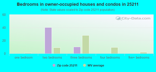 Bedrooms in owner-occupied houses and condos in 25211 
