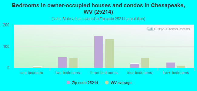 Bedrooms in owner-occupied houses and condos in Chesapeake, WV (25214) 
