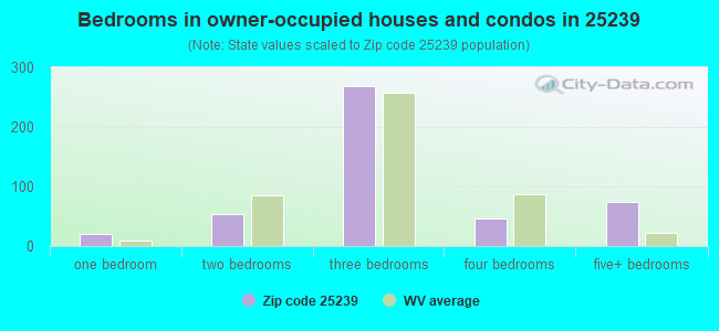 Bedrooms in owner-occupied houses and condos in 25239 