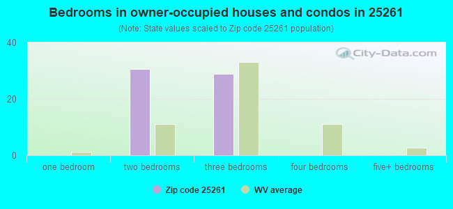 Bedrooms in owner-occupied houses and condos in 25261 