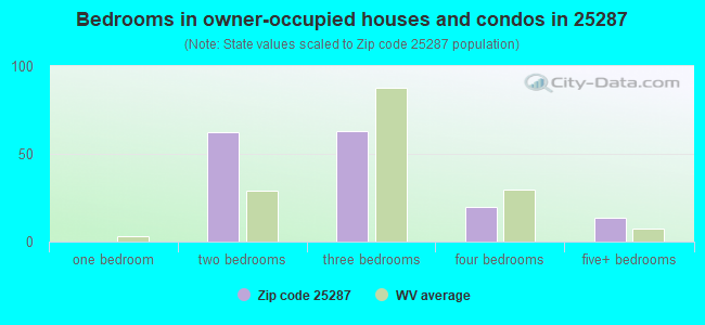 Bedrooms in owner-occupied houses and condos in 25287 