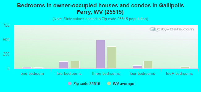 Bedrooms in owner-occupied houses and condos in Gallipolis Ferry, WV (25515) 