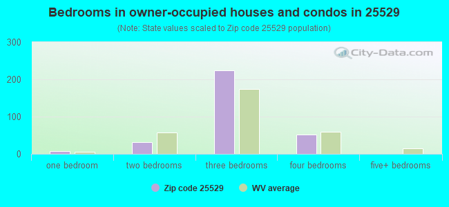 Bedrooms in owner-occupied houses and condos in 25529 
