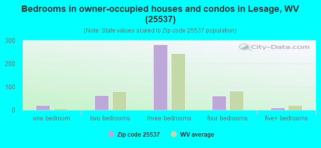 Bedrooms in owner-occupied houses and condos in Lesage, WV (25537) 