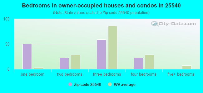 Bedrooms in owner-occupied houses and condos in 25540 