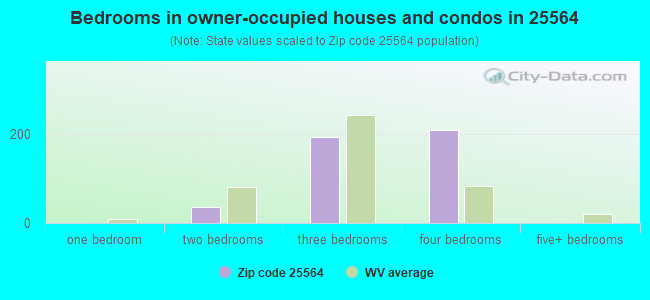 Bedrooms in owner-occupied houses and condos in 25564 