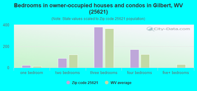 Bedrooms in owner-occupied houses and condos in Gilbert, WV (25621) 