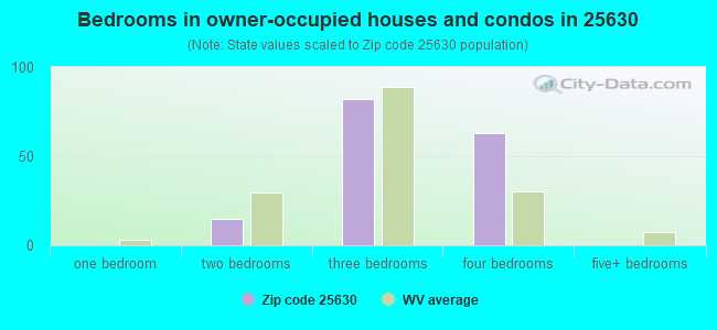 Bedrooms in owner-occupied houses and condos in 25630 