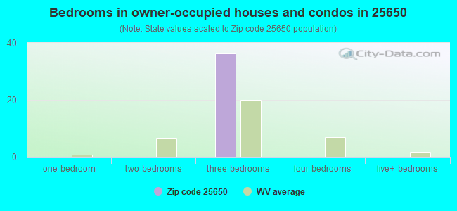 Bedrooms in owner-occupied houses and condos in 25650 