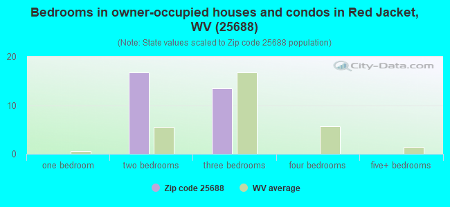 Bedrooms in owner-occupied houses and condos in Red Jacket, WV (25688) 