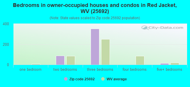 Bedrooms in owner-occupied houses and condos in Red Jacket, WV (25692) 