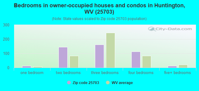Bedrooms in owner-occupied houses and condos in Huntington, WV (25703) 