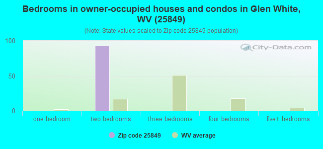 Bedrooms in owner-occupied houses and condos in Glen White, WV (25849) 