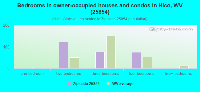Bedrooms in owner-occupied houses and condos in Hico, WV (25854) 