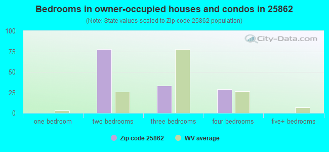 Bedrooms in owner-occupied houses and condos in 25862 