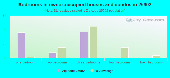 Bedrooms in owner-occupied houses and condos in 25902 