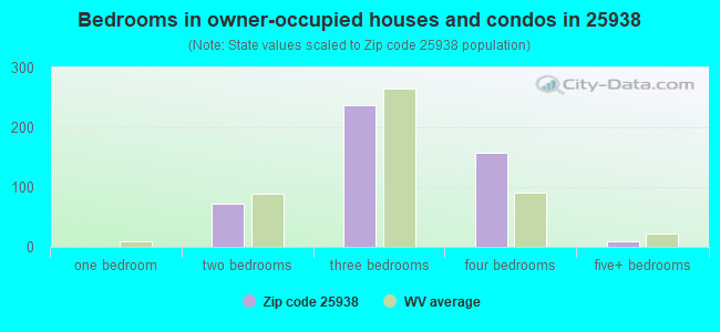 Bedrooms in owner-occupied houses and condos in 25938 
