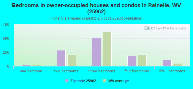 Bedrooms in owner-occupied houses and condos in Rainelle, WV (25962) 