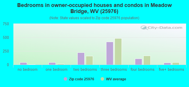 Bedrooms in owner-occupied houses and condos in Meadow Bridge, WV (25976) 