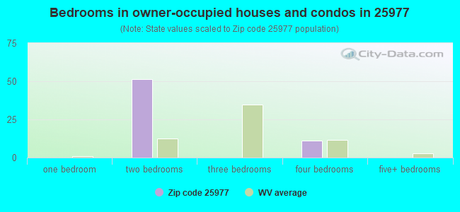 Bedrooms in owner-occupied houses and condos in 25977 