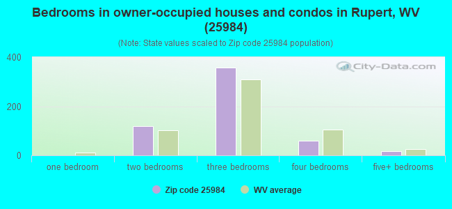 Bedrooms in owner-occupied houses and condos in Rupert, WV (25984) 