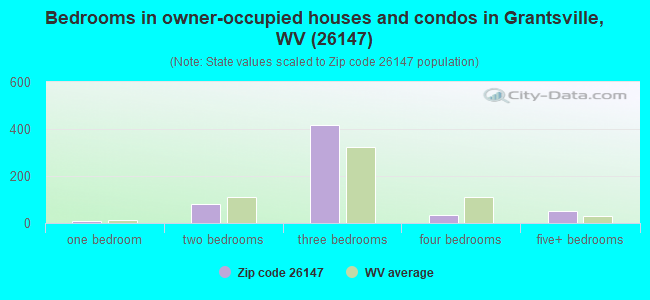 Bedrooms in owner-occupied houses and condos in Grantsville, WV (26147) 