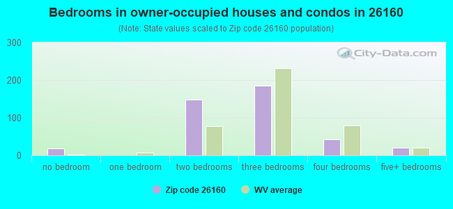 Bedrooms in owner-occupied houses and condos in 26160 