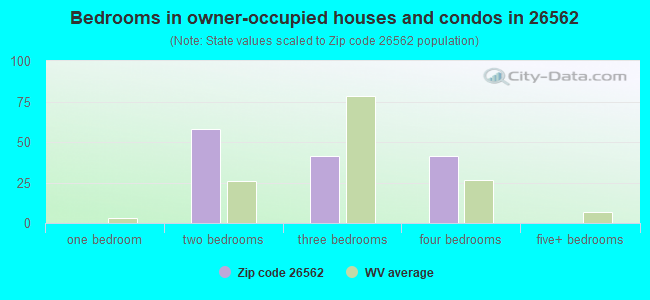 Bedrooms in owner-occupied houses and condos in 26562 