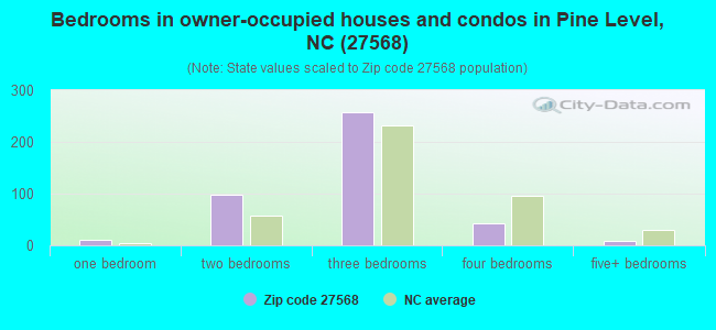 Bedrooms in owner-occupied houses and condos in Pine Level, NC (27568) 