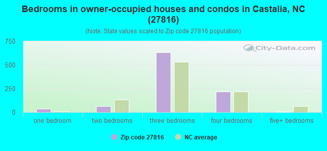 Bedrooms in owner-occupied houses and condos in Castalia, NC (27816) 