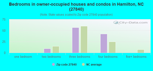 Bedrooms in owner-occupied houses and condos in Hamilton, NC (27840) 