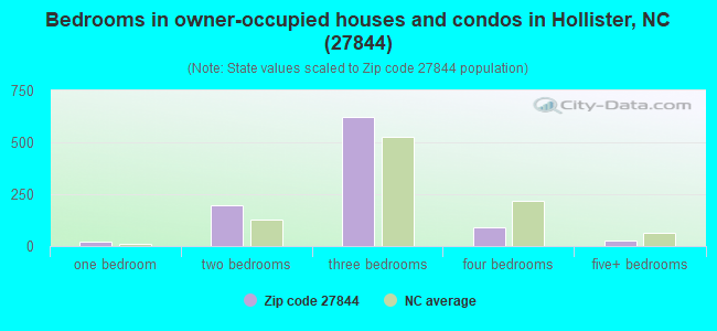 Bedrooms in owner-occupied houses and condos in Hollister, NC (27844) 