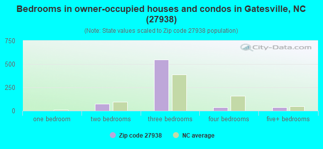 Bedrooms in owner-occupied houses and condos in Gatesville, NC (27938) 