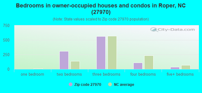 Bedrooms in owner-occupied houses and condos in Roper, NC (27970) 