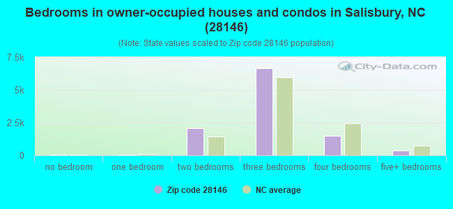 Bedrooms in owner-occupied houses and condos in Salisbury, NC (28146) 