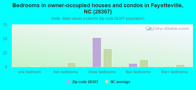 Bedrooms in owner-occupied houses and condos in Fayetteville, NC (28307) 
