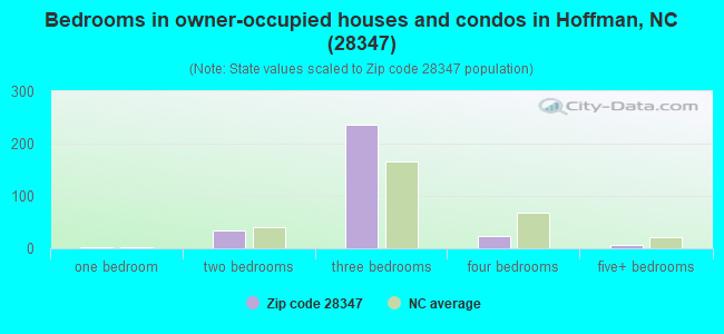 Bedrooms in owner-occupied houses and condos in Hoffman, NC (28347) 