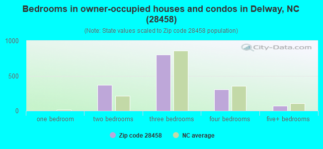 Bedrooms in owner-occupied houses and condos in Delway, NC (28458) 