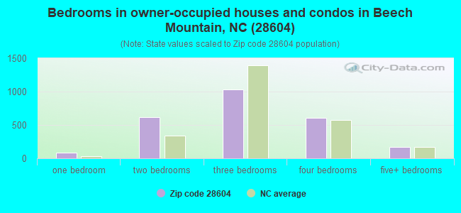 Bedrooms in owner-occupied houses and condos in Beech Mountain, NC (28604) 
