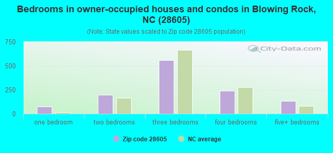 Bedrooms in owner-occupied houses and condos in Blowing Rock, NC (28605) 