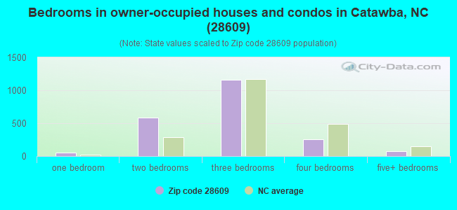 Bedrooms in owner-occupied houses and condos in Catawba, NC (28609) 