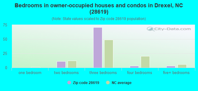 Bedrooms in owner-occupied houses and condos in Drexel, NC (28619) 