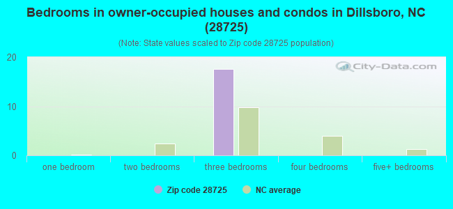 Bedrooms in owner-occupied houses and condos in Dillsboro, NC (28725) 