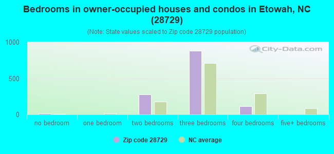 Bedrooms in owner-occupied houses and condos in Etowah, NC (28729) 