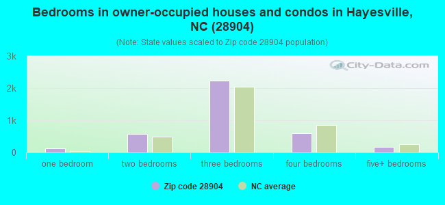 Bedrooms in owner-occupied houses and condos in Hayesville, NC (28904) 