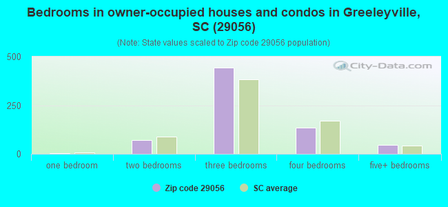 Bedrooms in owner-occupied houses and condos in Greeleyville, SC (29056) 