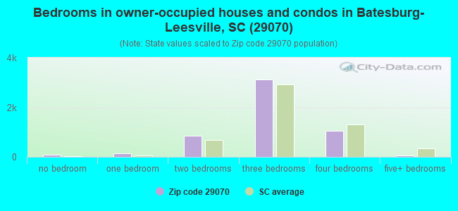 Bedrooms in owner-occupied houses and condos in Batesburg-Leesville, SC (29070) 