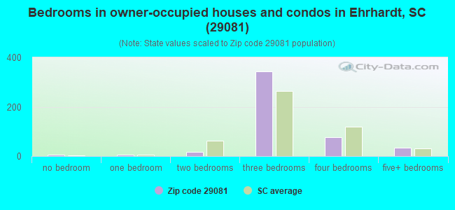 Bedrooms in owner-occupied houses and condos in Ehrhardt, SC (29081) 